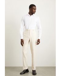 Burton - Slim Fit Stone Linen Blend Suit Trousers - Lyst