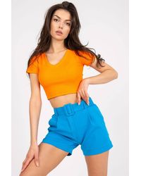 Love Lace - Elegant Zip Button Shorts With Matching Belt Style 166316 - Lyst