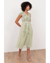 Maya Deluxe - Embellished Tulle Midi Dress - Lyst
