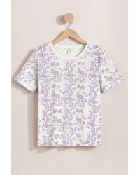 Enorsia - Crayon Leaf Combed Cotton Relax Fit T-Shirt - Lyst