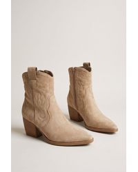 IKRUSH - Laura Faux Suede Cowboy Ankle Length Boots With Block Heel - Lyst