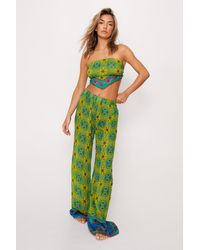 Nasty Gal - Rayon Crepe Scarf Top And Wide Leg Pants Two Piece Set - Lyst