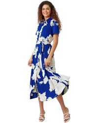 Roman - Contrast Floral Print Shirt Dress - Lyst