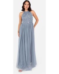 Maya Deluxe - Floral Embellished Halter Neck Maxi Dress - Lyst