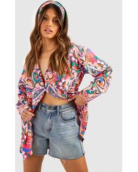 Boohoo - Abstract Printed Shirt And Headscarf - Lyst
