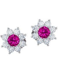 Jewelco London - Sterling Silver Purple Cz Classic Royal Cluster Stud Earrings - Re42094am - Lyst