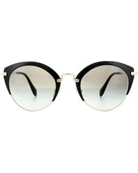 Miu Miu - Cat Eye Black Pale Gold Grey Gradient Sunglasses - Lyst