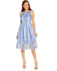 Adrianna Papell - Ribbon Embroidery Flared Dress - Lyst