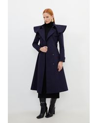 Karen Millen - Tailored Draped Storm Flap Detail Belted Trench Coat - Lyst