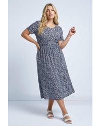 Roman - Curve Abstract Print Pocket Midi Dress - Lyst