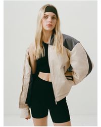 Nasty Gal - Twill & Faux Leather Color Block Trucker Jacket - Lyst