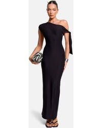 Public Desire - Knot Detail Asymmetric One Shoulder Luxe Slinky Maxi Dress - Lyst