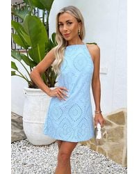 AX Paris - Broderie Racer Neck Slip Mini Dress - Lyst