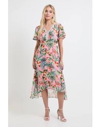 Wallis - Petite Floral Chiffon Sequin Insert Midi Dress - Lyst