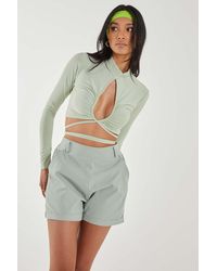 Pink Vanilla - Keyhole Tie Front Long Sleeve Top - Lyst