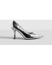 Boohoo - Wide Fit Metallic Low Stiletto Court Shoe - Lyst