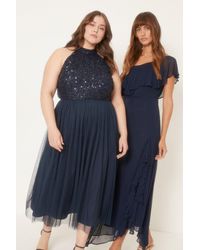 Oasis - Curve Tonal Sequin Halterneck Midi Dress - Lyst