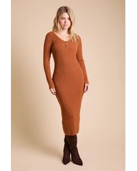 Dorothy Perkins - V-Neck Button Down Knitted Maxi Dress - Lyst