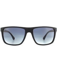 Emporio Armani - Rectangle Black And Rubber Blue Blue Gradient Sunglasses - Lyst