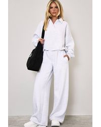 EGO - Wide Leg Button Mid Rise Joggers - Lyst
