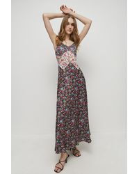 Warehouse - Lace Satin Midi Dress In Mixed Print - Lyst