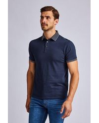 Burton - Navy Jacquard Collar Polo Shirt - Lyst