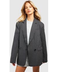 Boohoo - Marl Pinstripe Relaxed Fit Tailored Blazer - Lyst