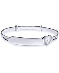 Jewelco London - Sterling Diamond Heart Id Expanding Baby Bangle Bracelet - Lyst