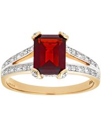 Jewelco London - 9ct Gold Diamond Emerald Cut Garnet Art Deco Solitaire Ring - Pr0axl6767ygt - Lyst