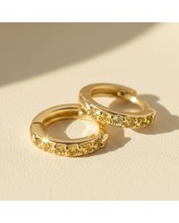 Harfi - Citrine November Birthstone Small Huggie Hoop Earrings - Lyst
