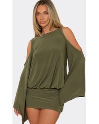 EGO - Blouson Style Long Sleeve Cut Out Mini Dress - Lyst