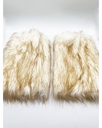SVNX - Faux Fur Leg Warmers Beige And White - Lyst