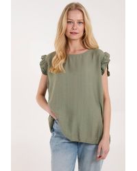 Blue Vanilla - Button Back Frill Shoulder Top - Lyst