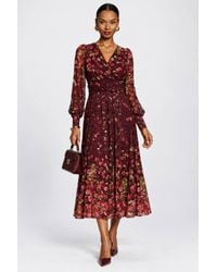 Jolie Moi - Long Sleeve Printed Lace Maxi Dress - Lyst