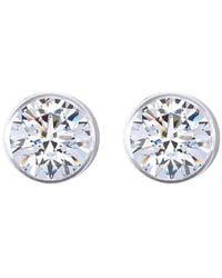 Jewelco London - Round Cz 5Mm Solitaire Bezel Frame Halo Stud Earrings 6Mm - Lyst