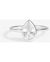 Simply Silver - Sterling Plated Cubic Zirconia Solitaire Pear Ring - Lyst