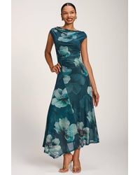 Jolie Moi - Asymmetric Draped Mesh Maxi Dress - Lyst