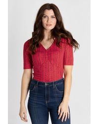 Enorsia - Short Sleeve Shimmer Printed Viscose Top - Lyst