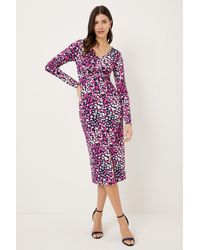 Wallis - Pink Abstract Twist Front Jersey Dress - Lyst