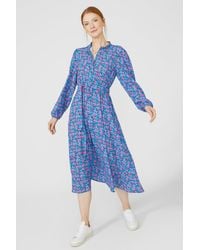 MAINE - Floral Print Shirt Midi Dress - Lyst