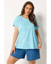 Yours - Embroidered Daisy T-Shirt - Lyst