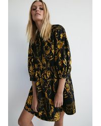 Warehouse - Cord Floral Printed Mini Smock Dress - Lyst