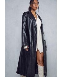 MissPap - Missé Leather Look Longline Trench Coat - Lyst