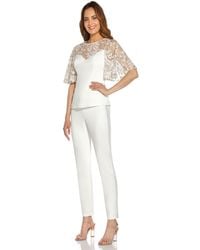 Adrianna Papell - Embroidered Crepe Top - Lyst