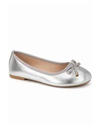 Spot on - Metallic Bow Detail Ballet Pumps - Lyst