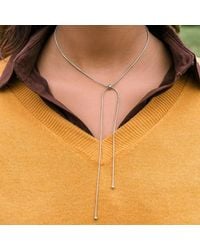 The Colourful Aura - Stainless Steel Bow Knot Snake Chain Adjustable Necklace - Lyst