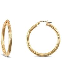 Jewelco London - 9Ct Twisted 3Mm Hoop Earrings 30Mm - Lyst
