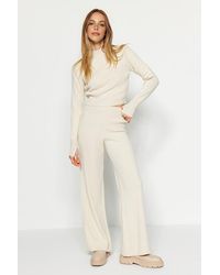 WOVCOR - Ribbed Knit Top & Wide Leg Pants Two Piece Set - Lyst