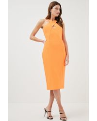 Karen Millen - Figure Form Cross Front Woven Dress - Lyst