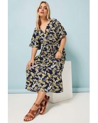 Yours - Leaf Print Wrap Midaxi Dress - Lyst